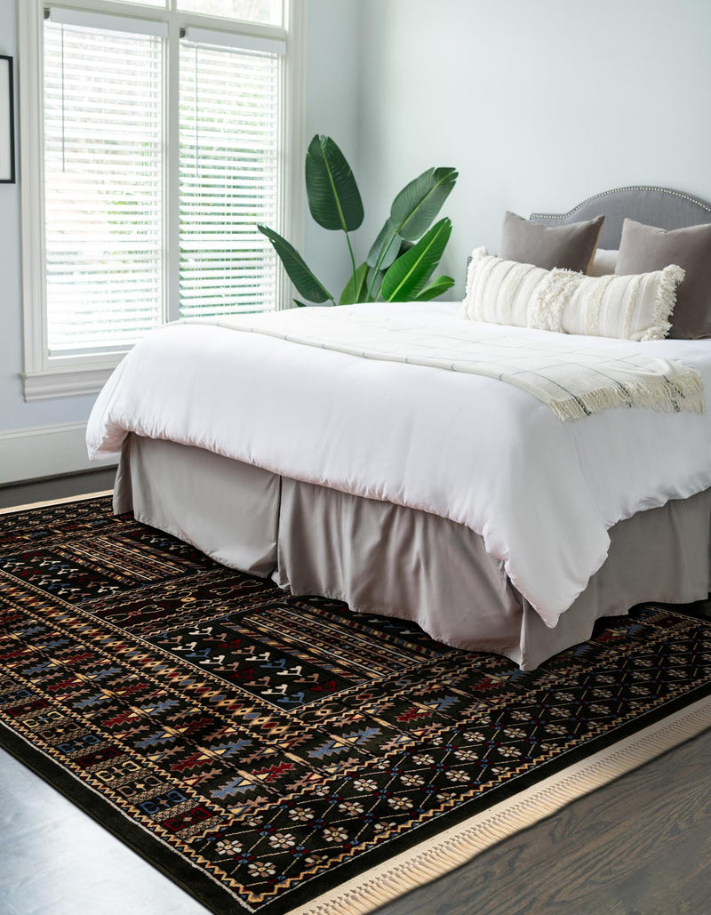 Samarkand Elegance Collection Area Rug - Ishratkhana Rectangle Dark Green lifestyle 24