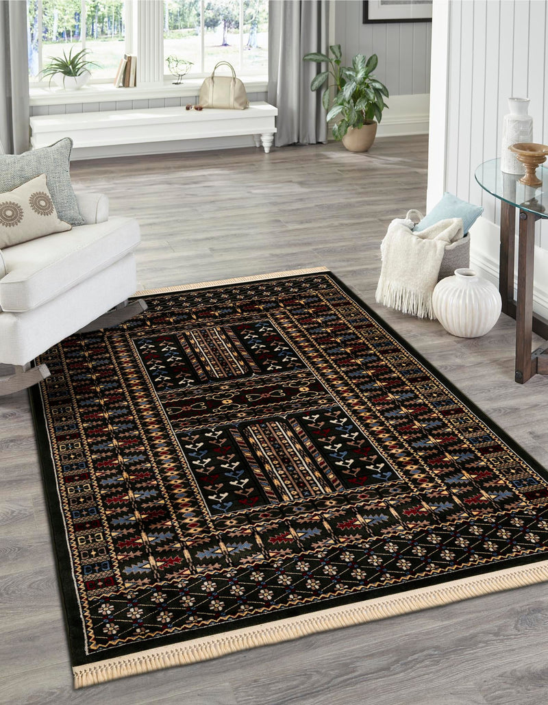 Samarkand Elegance Collection Area Rug - Ishratkhana Rectangle Dark Green lifestyle 28