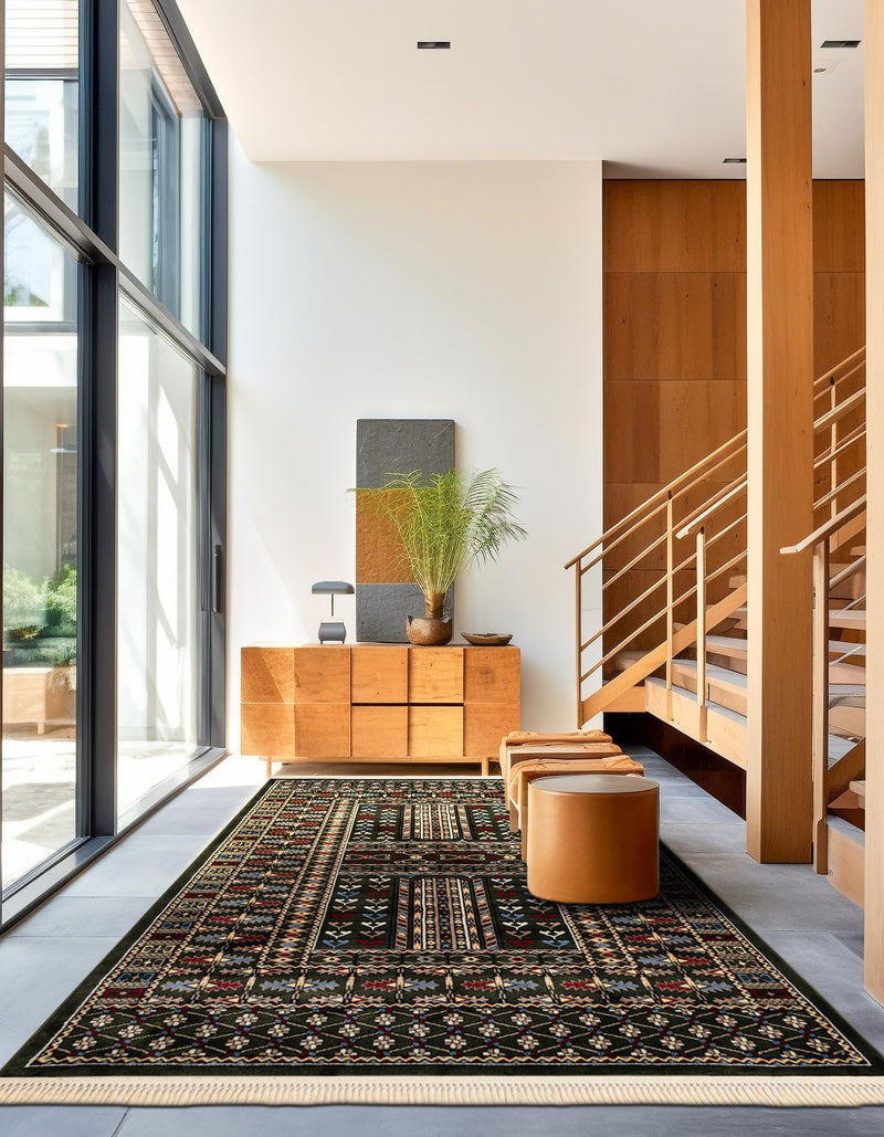 Samarkand Elegance Collection Area Rug - Ishratkhana Rectangle Dark Green lifestyle 40