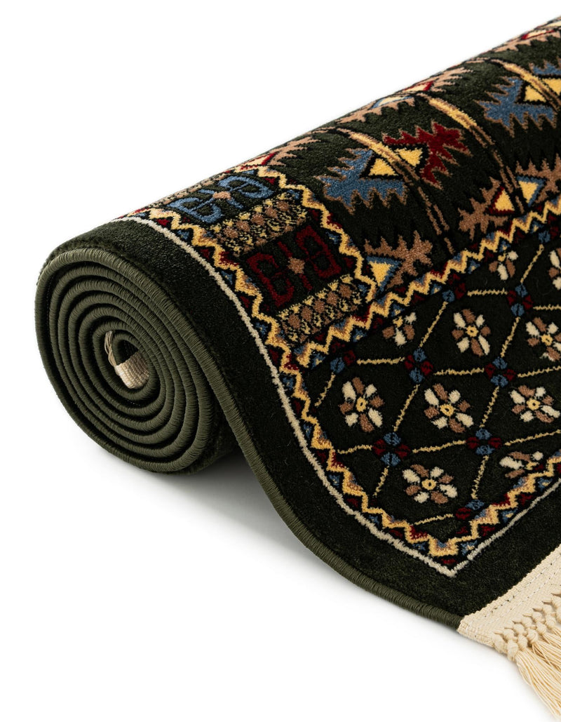 Samarkand Elegance Collection Area Rug - Ishratkhana Rectangle Dark Green lifestyle 76
