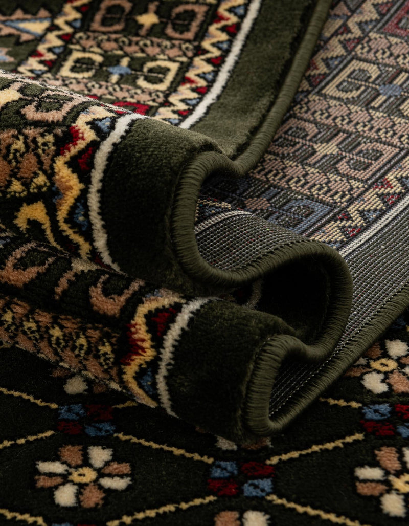 Samarkand Elegance Collection Area Rug - Ishratkhana Rectangle Dark Green lifestyle 80