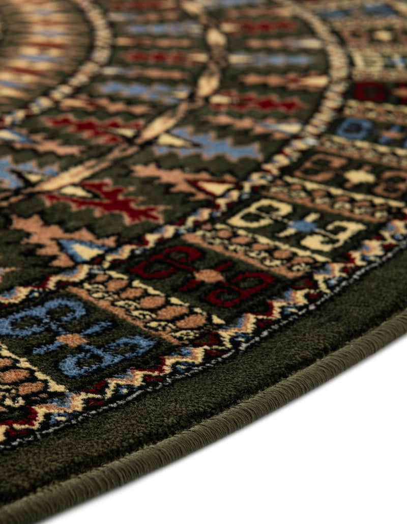 Samarkand Elegance Collection Area Rug - Ishratkhana Round Dark Green lifestyle 192