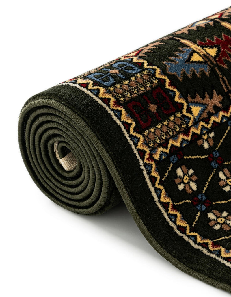 Samarkand Elegance Collection Area Rug - Ishratkhana Round Dark Green lifestyle 232