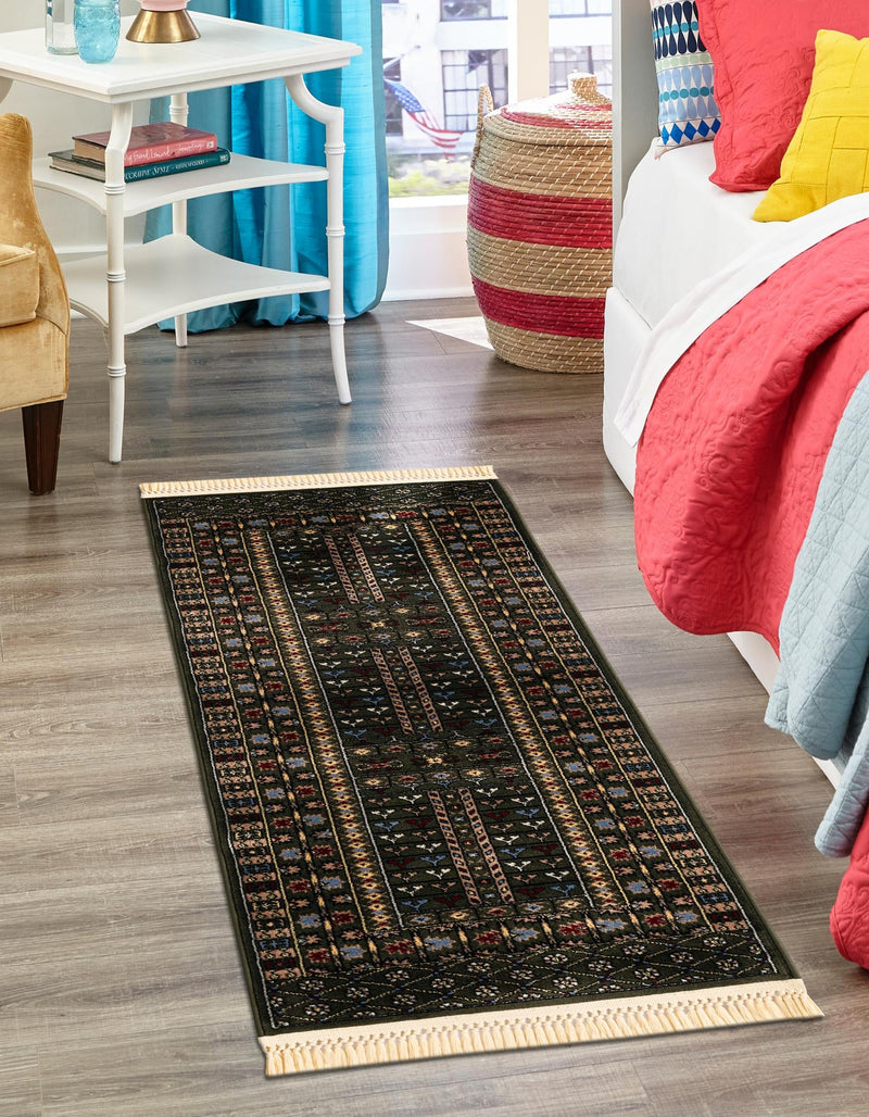 Samarkand Elegance Collection Area Rug - Ishratkhana Runner Dark Green lifestyle 115