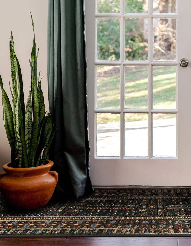 Samarkand Elegance Collection Area Rug - Ishratkhana Runner Dark Green lifestyle 164