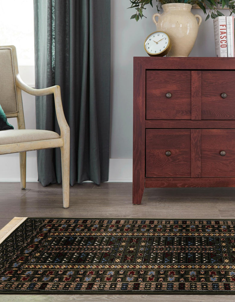 Samarkand Elegance Collection Area Rug - Ishratkhana Runner Dark Green lifestyle 188