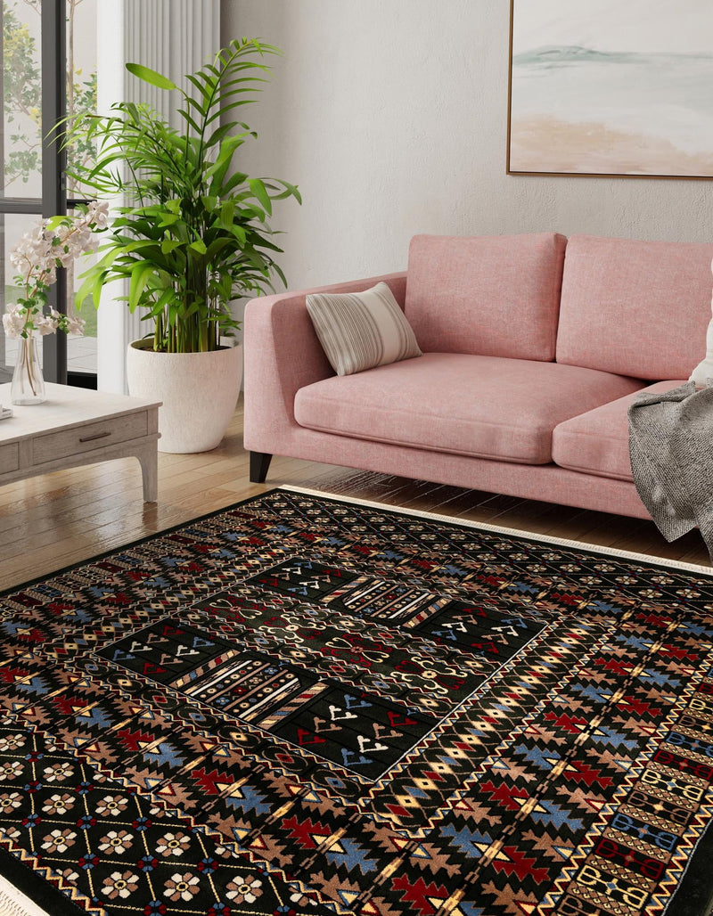 Samarkand Elegance Collection Area Rug - Ishratkhana Square Dark Green lifestyle 148
