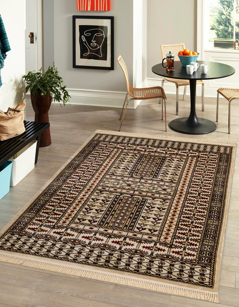 Samarkand Elegance Collection Area Rug - Ishratkhana Rectangle Beige lifestyle 7