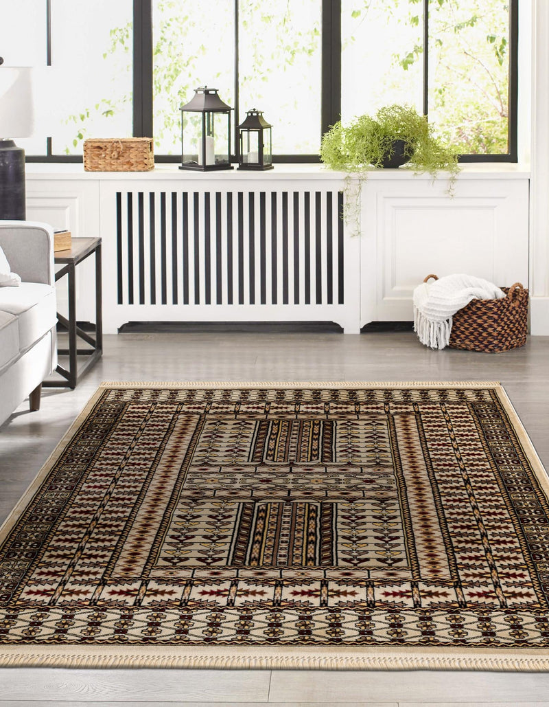 Samarkand Elegance Collection Area Rug - Ishratkhana Rectangle Beige lifestyle 27