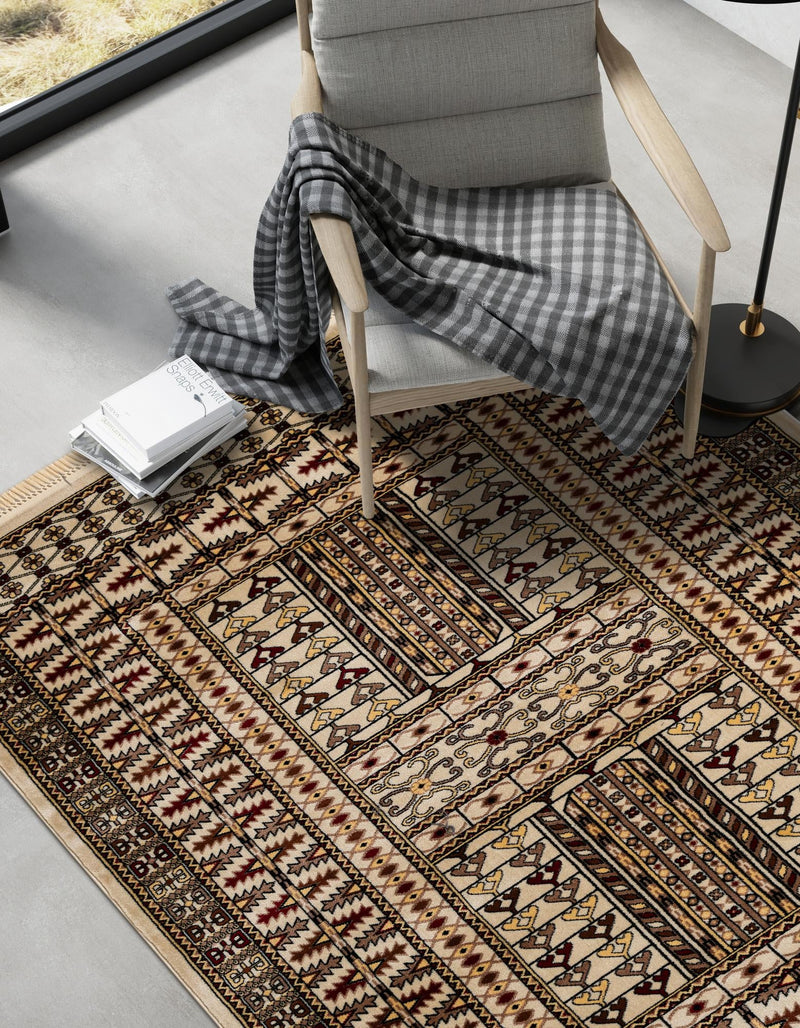 Samarkand Elegance Collection Area Rug - Ishratkhana Rectangle Beige lifestyle 35