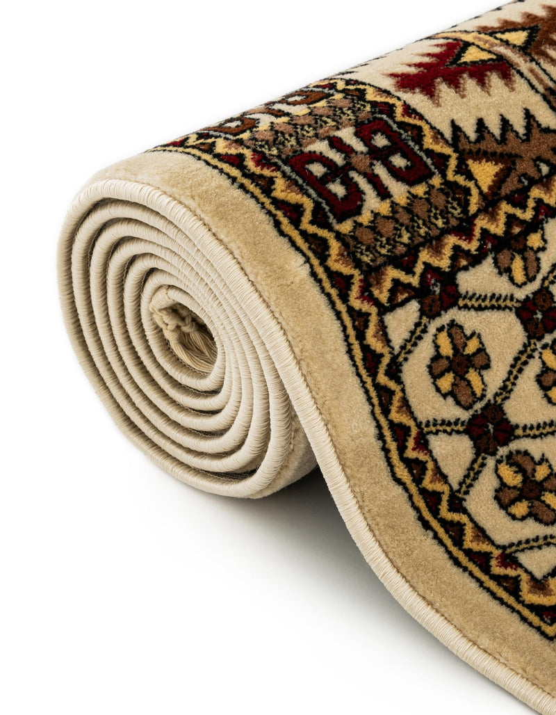 Samarkand Elegance Collection Area Rug - Ishratkhana Round Beige lifestyle 221