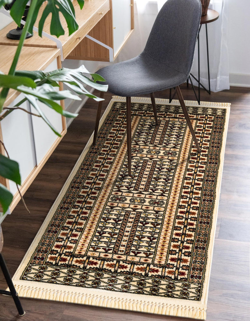 Samarkand Elegance Collection Area Rug - Ishratkhana Runner Beige lifestyle 97