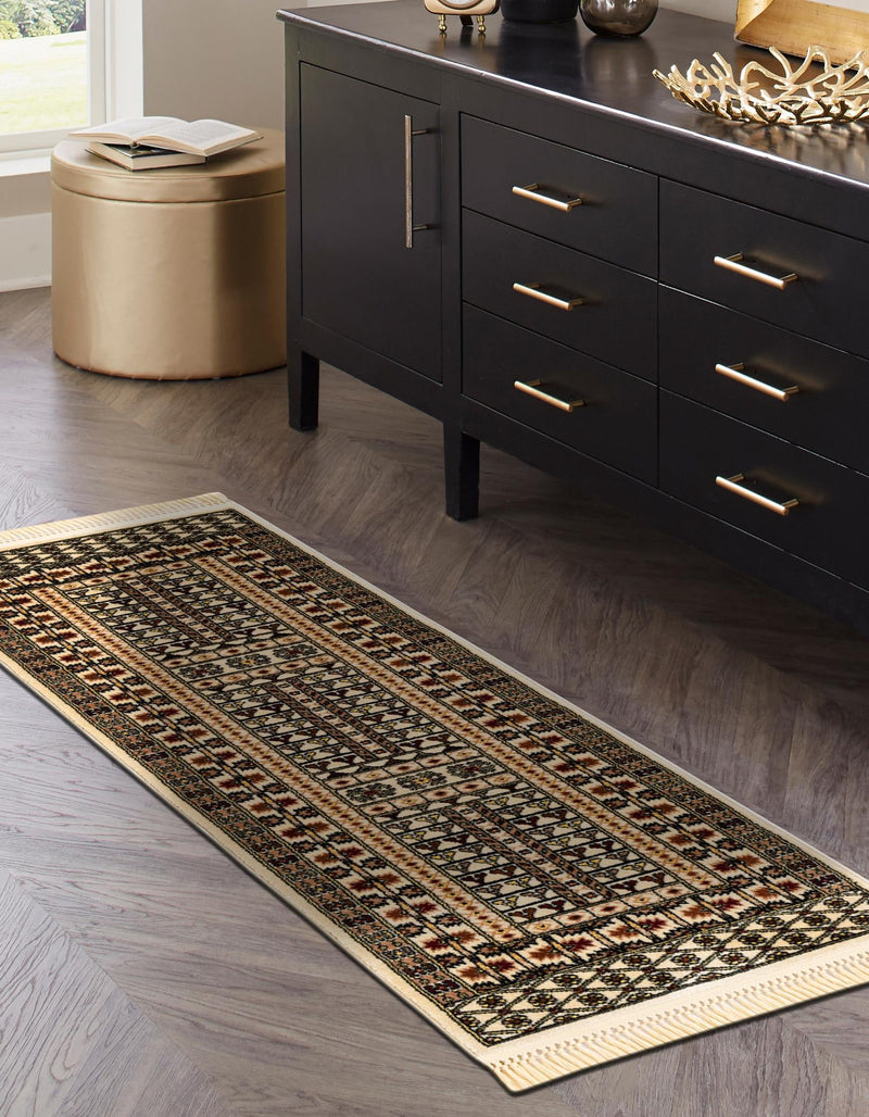 Samarkand Elegance Collection Area Rug - Ishratkhana Runner Beige lifestyle 121