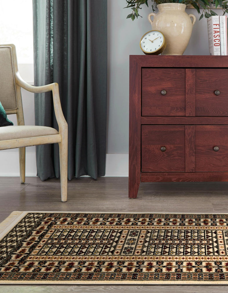 Samarkand Elegance Collection Area Rug - Ishratkhana Runner Beige lifestyle 129