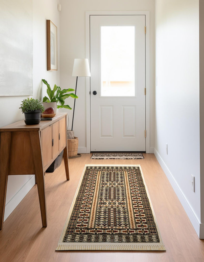 Samarkand Elegance Collection Area Rug - Ishratkhana Runner Beige lifestyle 137