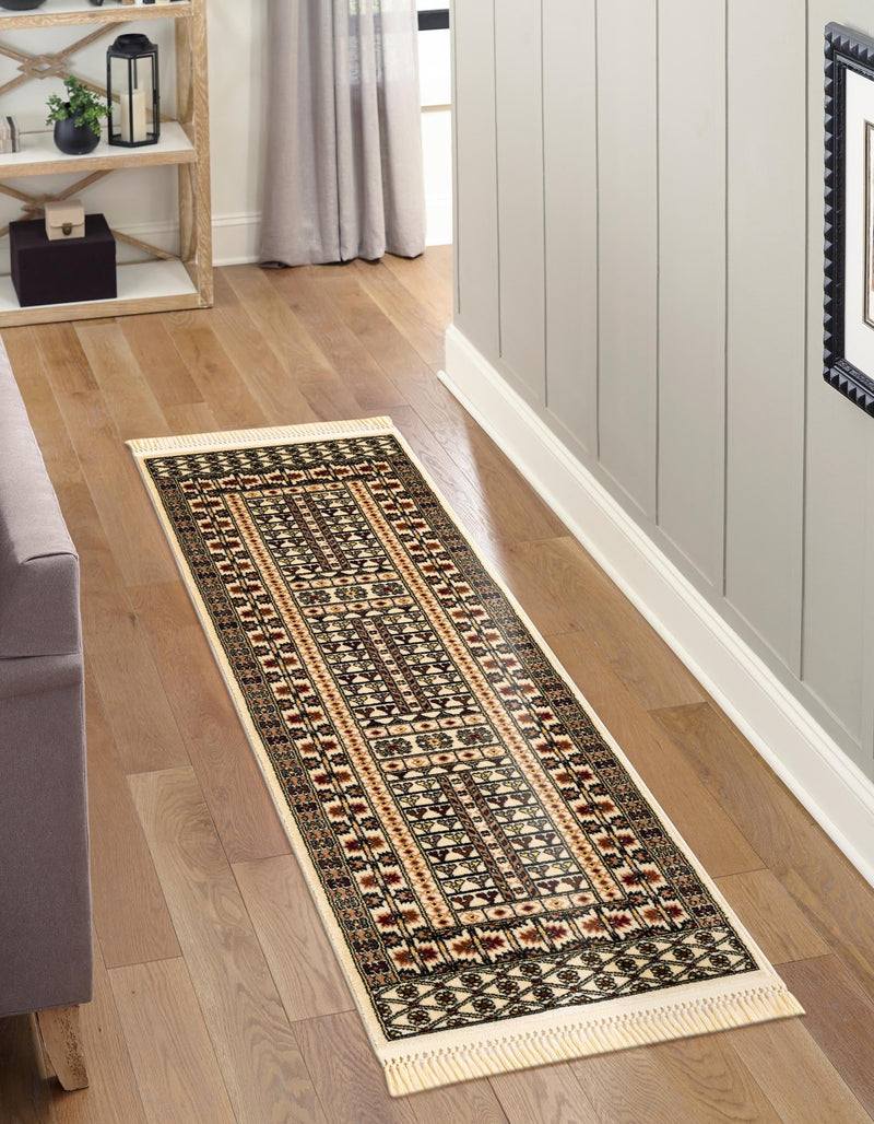 Samarkand Elegance Collection Area Rug - Ishratkhana Runner Beige lifestyle 145