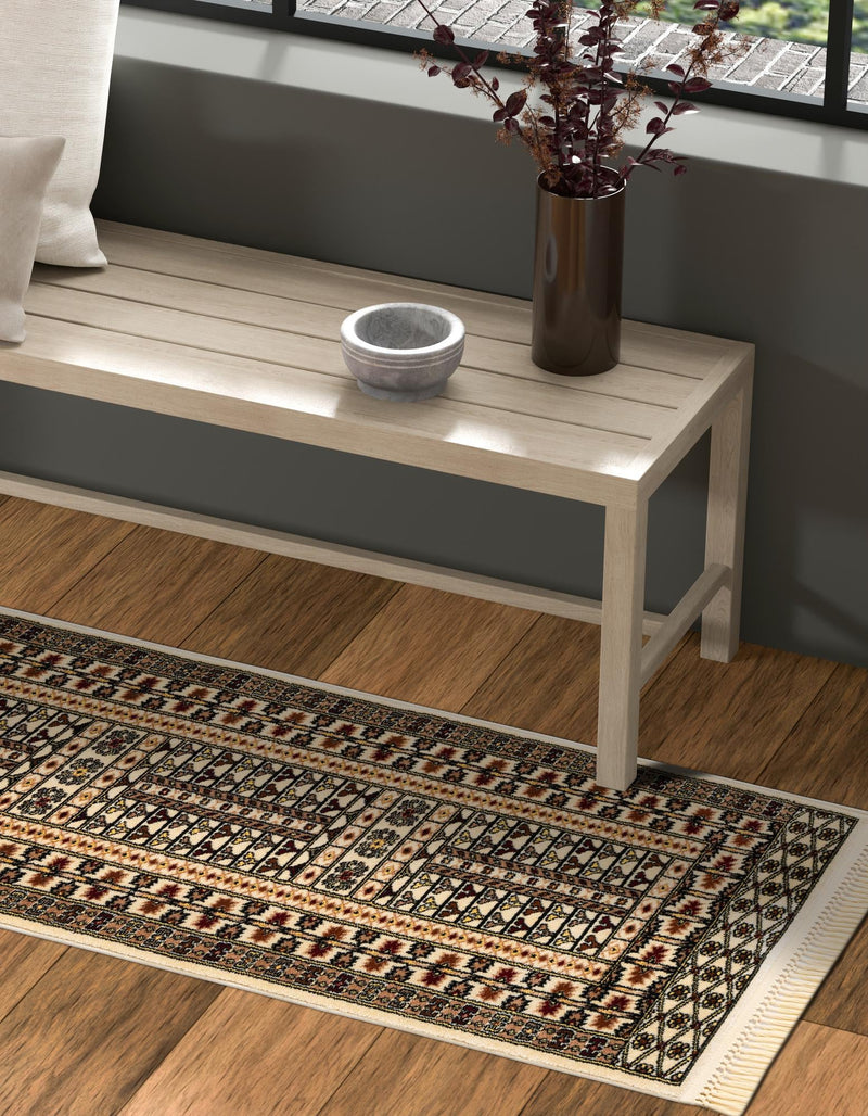 Samarkand Elegance Collection Area Rug - Ishratkhana Runner Beige lifestyle 153