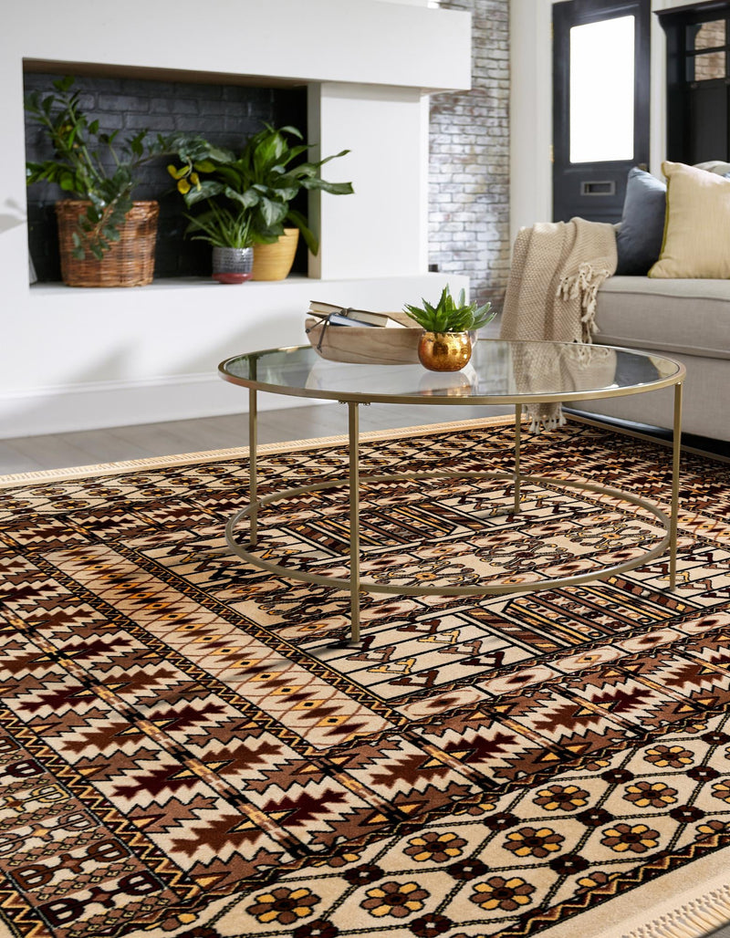 Samarkand Elegance Collection Area Rug - Ishratkhana Square Beige lifestyle 130