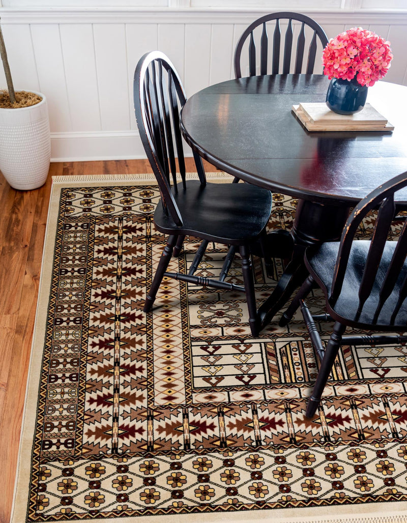 Samarkand Elegance Collection Area Rug - Ishratkhana Square Beige lifestyle 154