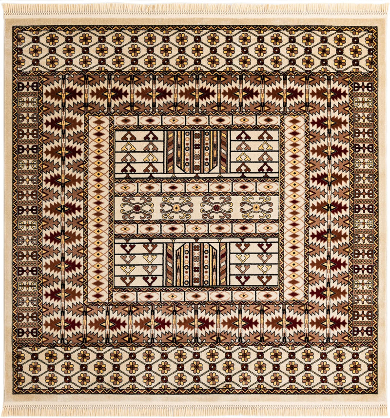 Samarkand Elegance Collection Area Rug - Ishratkhana Square Beige lifestyle 90