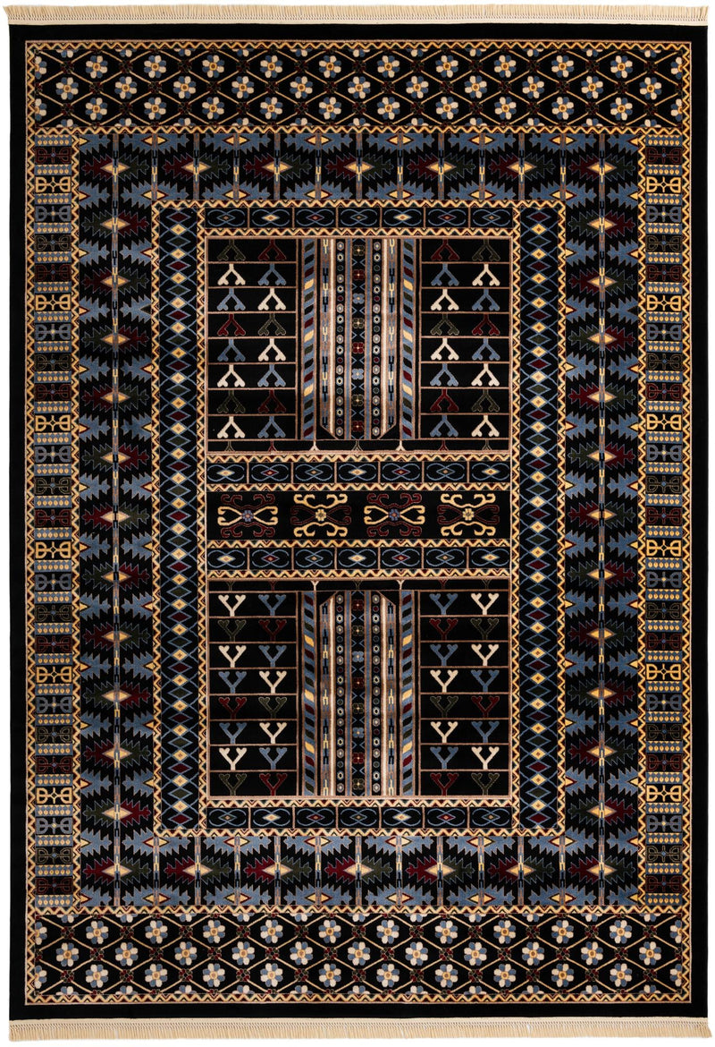 Samarkand Elegance Collection Area Rug - Ishratkhana Rectangle Black lifestyle 2