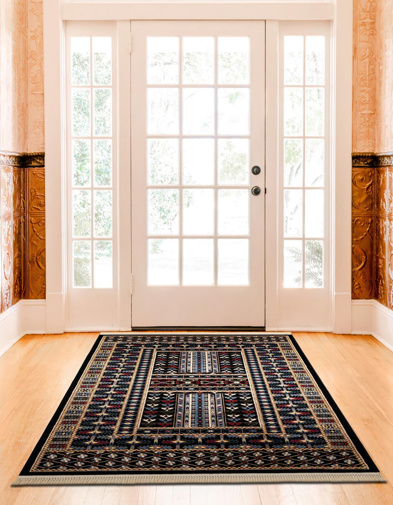 Samarkand Elegance Collection Area Rug - Ishratkhana Rectangle Black lifestyle 22