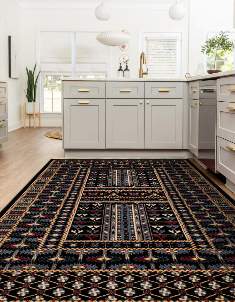 Samarkand Elegance Collection Area Rug - Ishratkhana Rectangle Black lifestyle 30