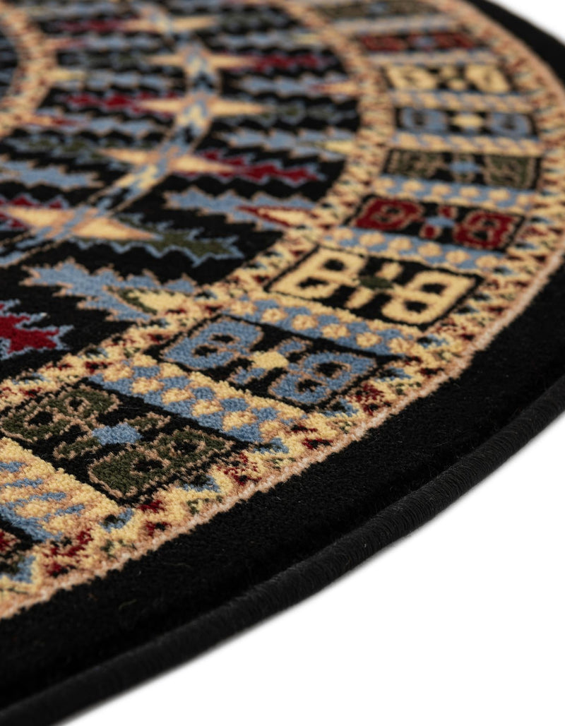 Samarkand Elegance Collection Area Rug - Ishratkhana Round Black lifestyle 189
