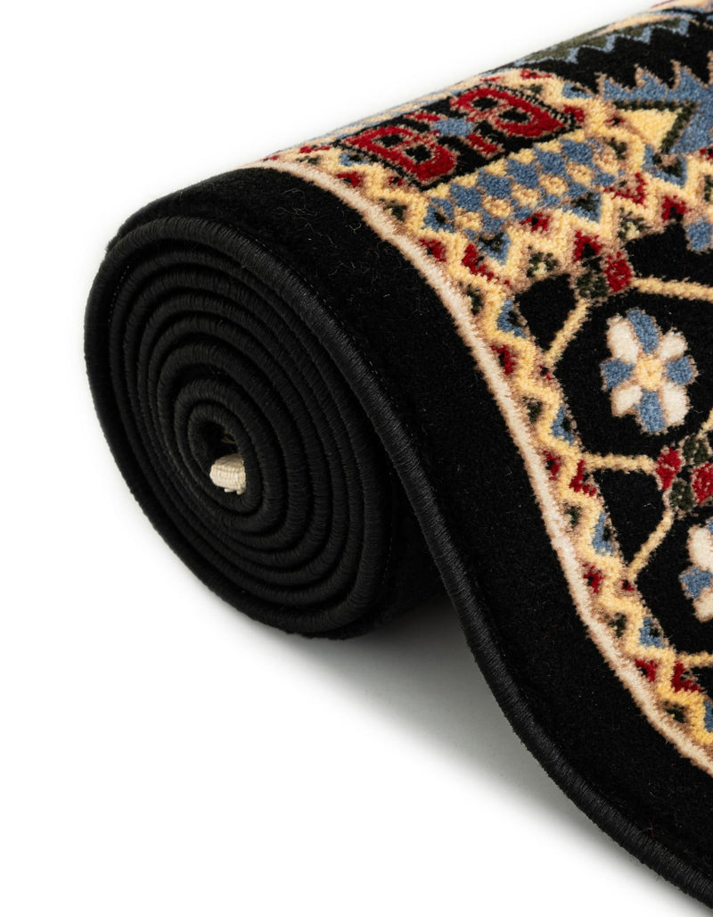 Samarkand Elegance Collection Area Rug - Ishratkhana Round Black lifestyle 229