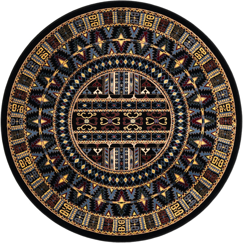 Samarkand Elegance Collection Area Rug - Ishratkhana Round Black lifestyle 88