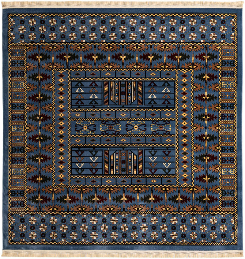 Samarkand Elegance Collection Area Rug - Ishratkhana Square Blue lifestyle 87
