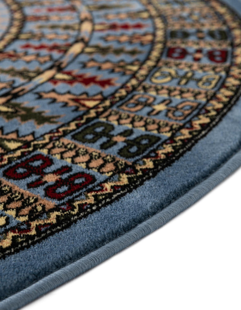 Samarkand Elegance Collection Area Rug - Ishratkhana Round Blue lifestyle 186