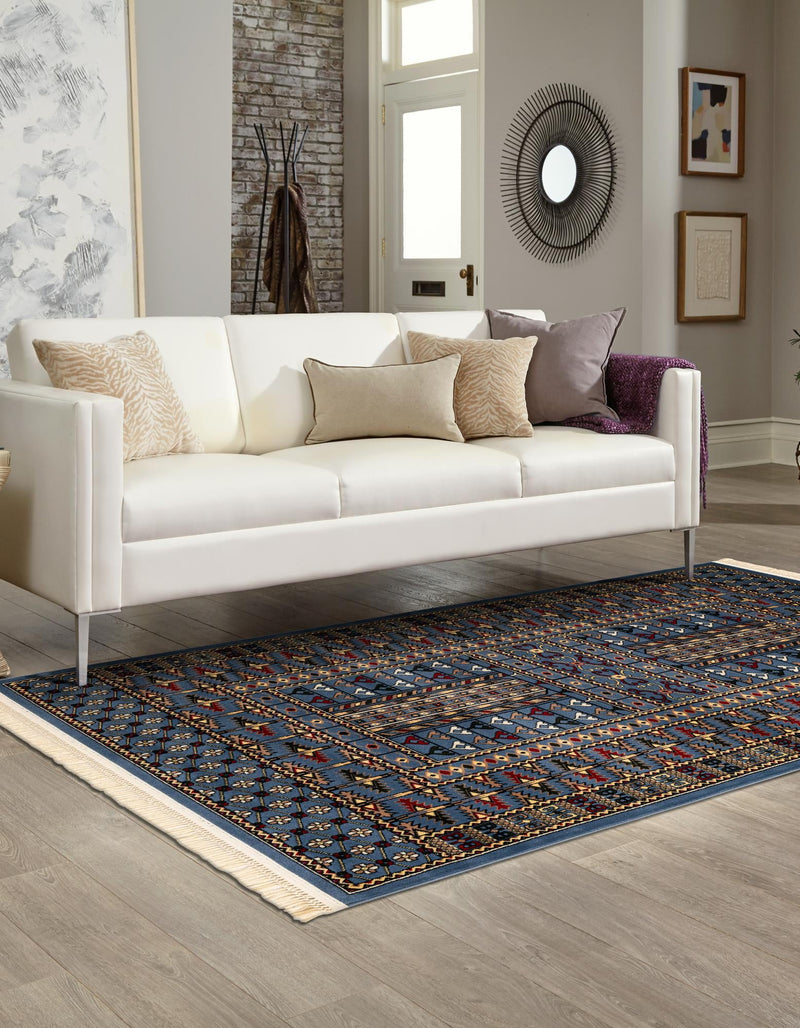 Samarkand Elegance Collection Area Rug - Ishratkhana Rectangle Blue lifestyle 9
