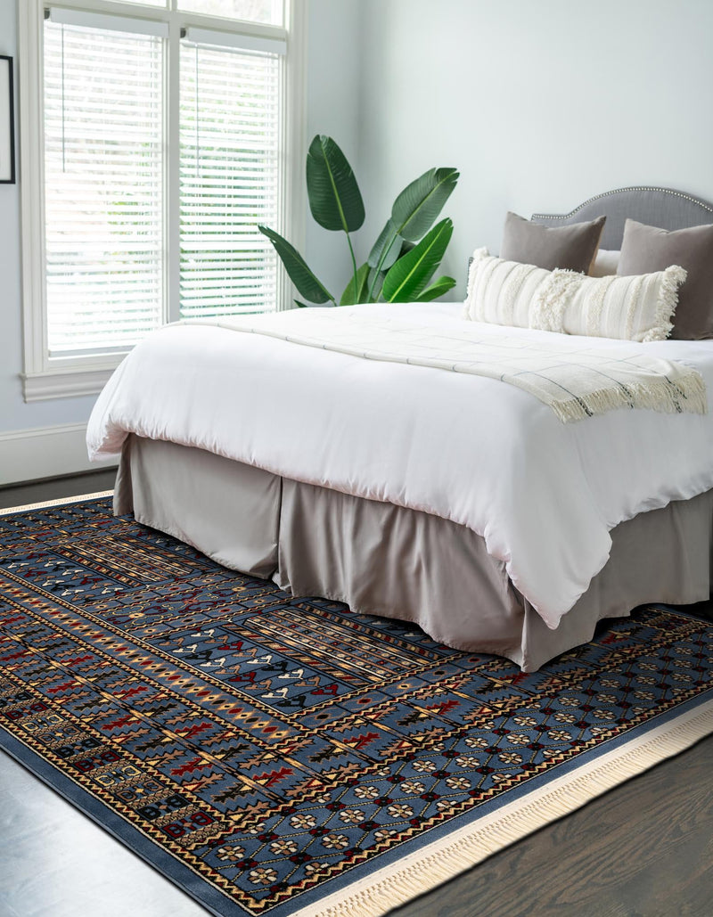 Samarkand Elegance Collection Area Rug - Ishratkhana Rectangle Blue lifestyle 21