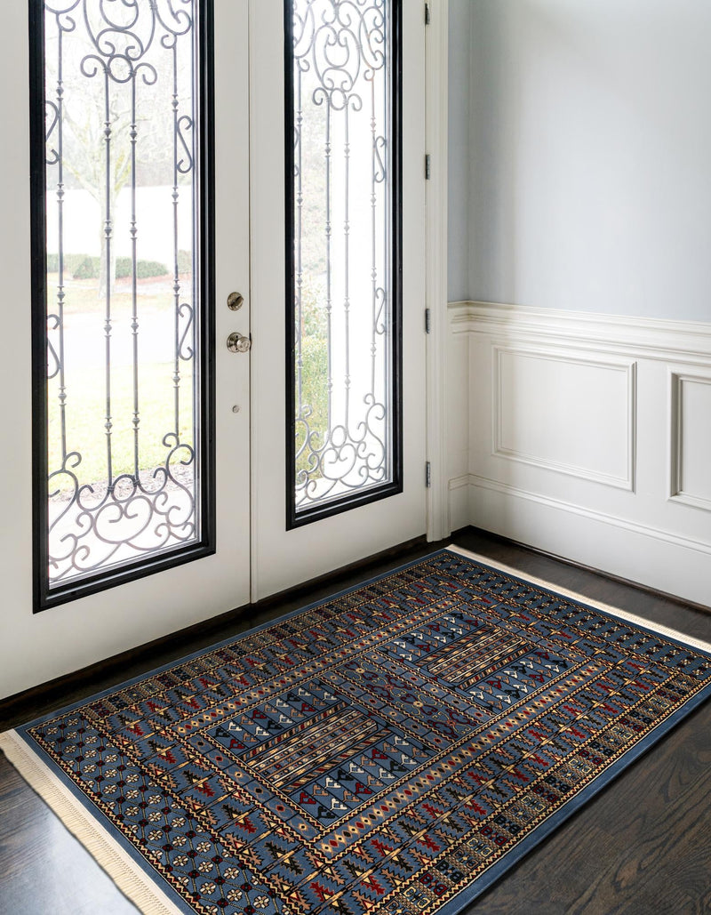 Samarkand Elegance Collection Area Rug - Ishratkhana Rectangle Blue lifestyle 33