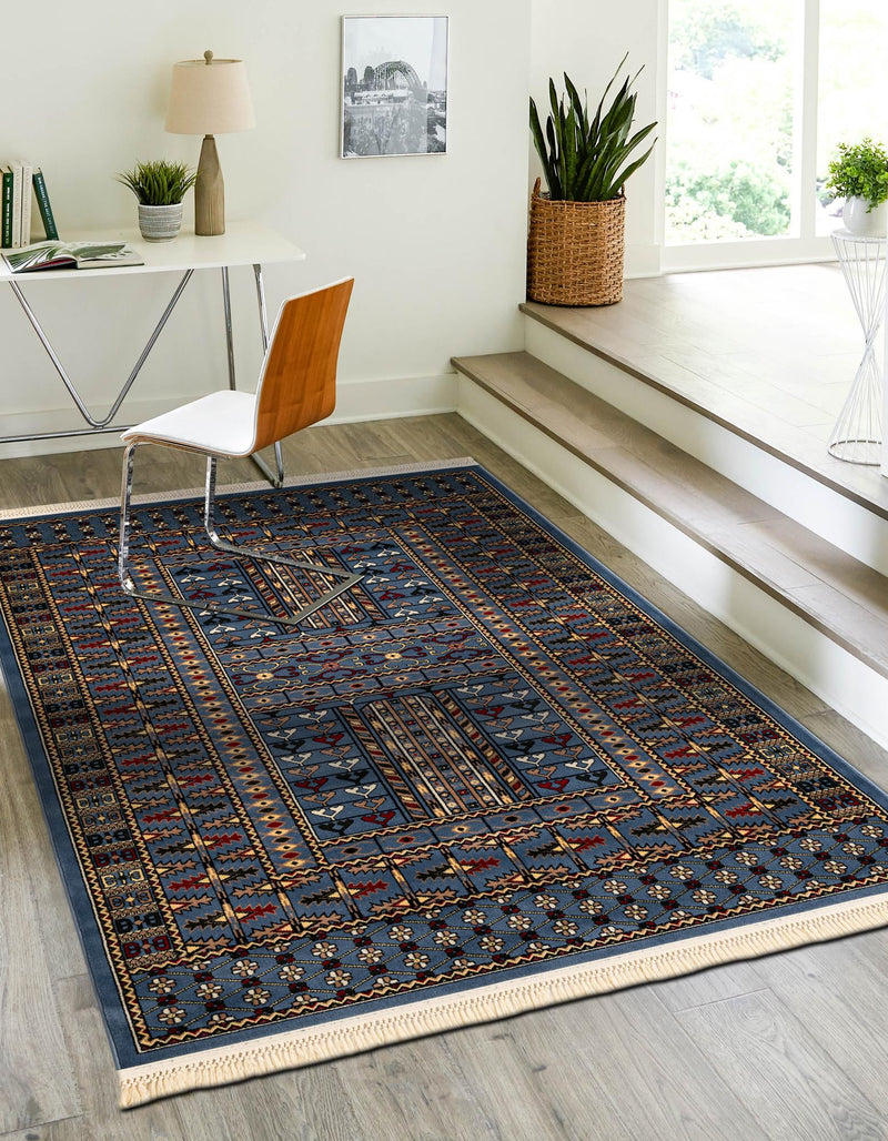 Samarkand Elegance Collection Area Rug - Ishratkhana Rectangle Blue lifestyle 41