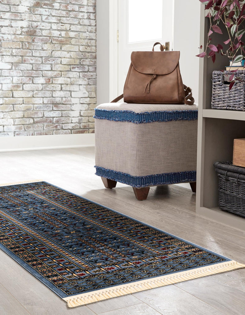 Samarkand Elegance Collection Area Rug - Ishratkhana Runner Blue lifestyle 126