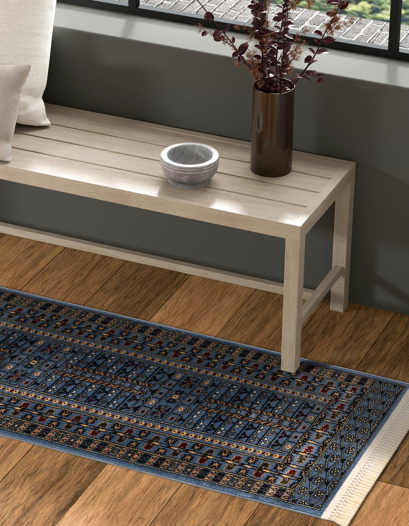 Samarkand Elegance Collection Area Rug - Ishratkhana Runner Blue lifestyle 142