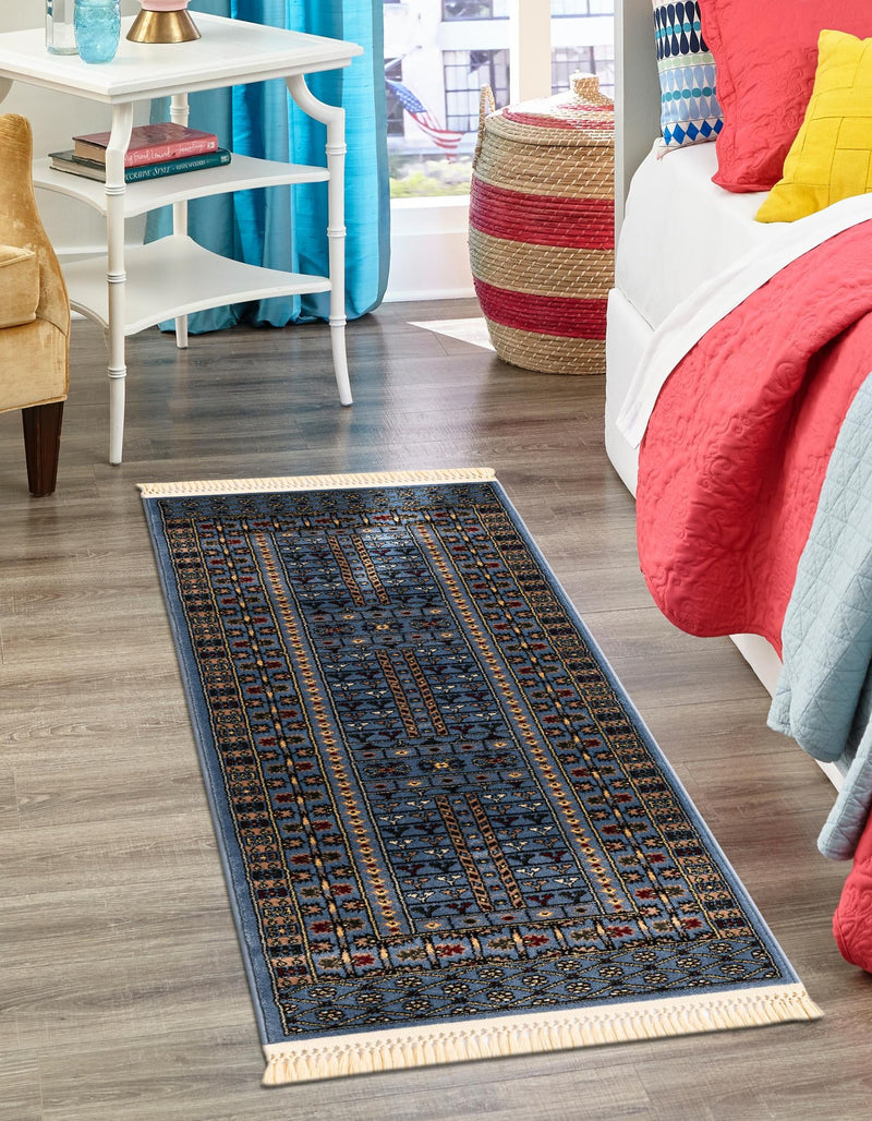 Samarkand Elegance Collection Area Rug - Ishratkhana Runner Blue lifestyle 158