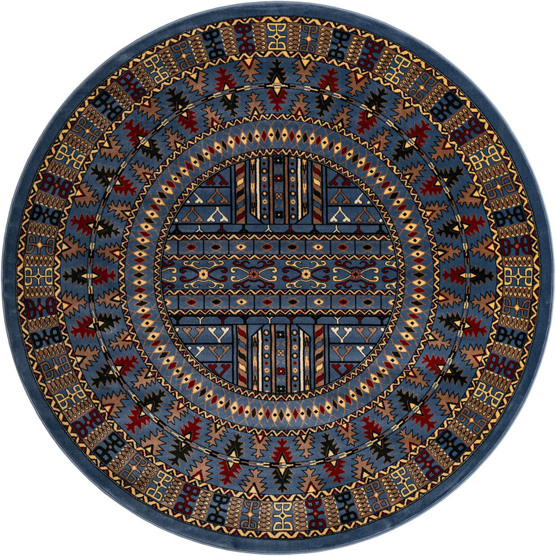 Samarkand Elegance Collection Area Rug - Ishratkhana Round Blue lifestyle 85