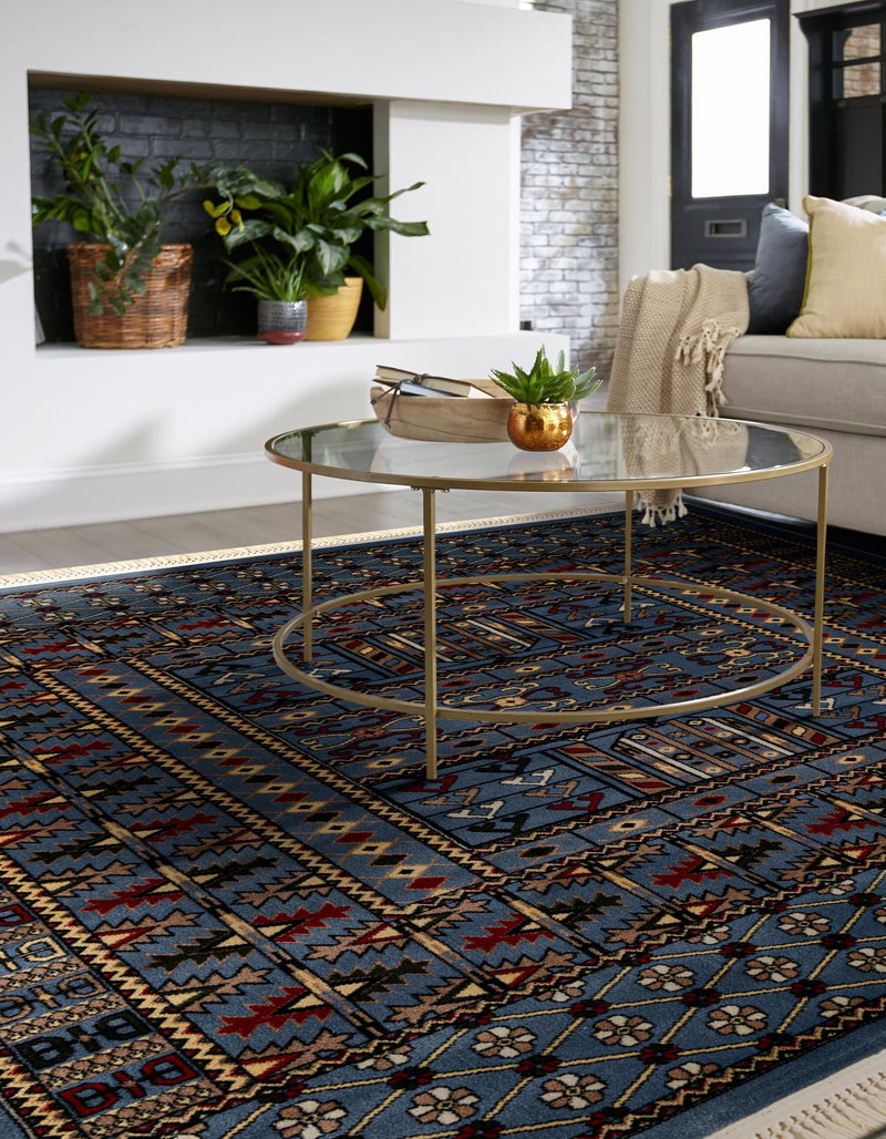 Samarkand Elegance Collection Area Rug - Ishratkhana Square Blue lifestyle 127