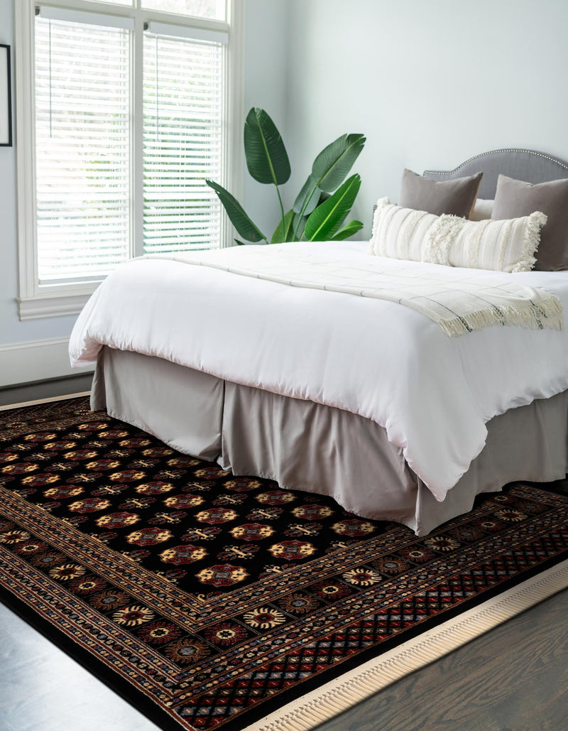 Samarkand Elegance Collection Area Rug - Margilan (Black) Rectangle Black lifestyle 6