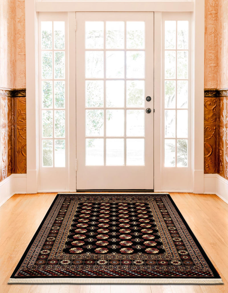 Samarkand Elegance Collection Area Rug - Margilan (Black) Rectangle Black lifestyle 9
