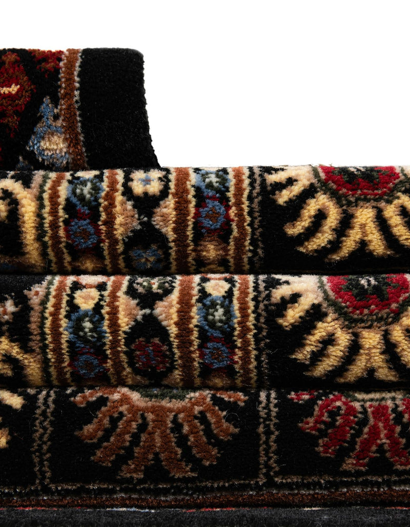 Samarkand Elegance Collection Area Rug - Margilan (Black) Round Black lifestyle 80