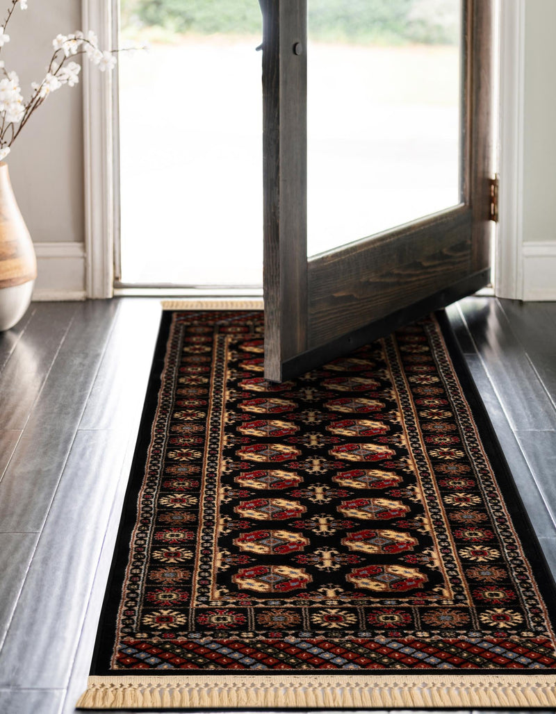 Samarkand Elegance Collection Area Rug - Margilan (Black) Runner Black lifestyle 35
