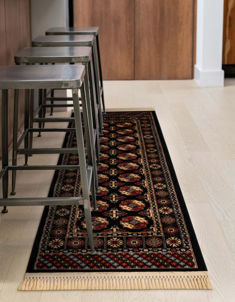 Samarkand Elegance Collection Area Rug - Margilan (Black) Runner Black lifestyle 50