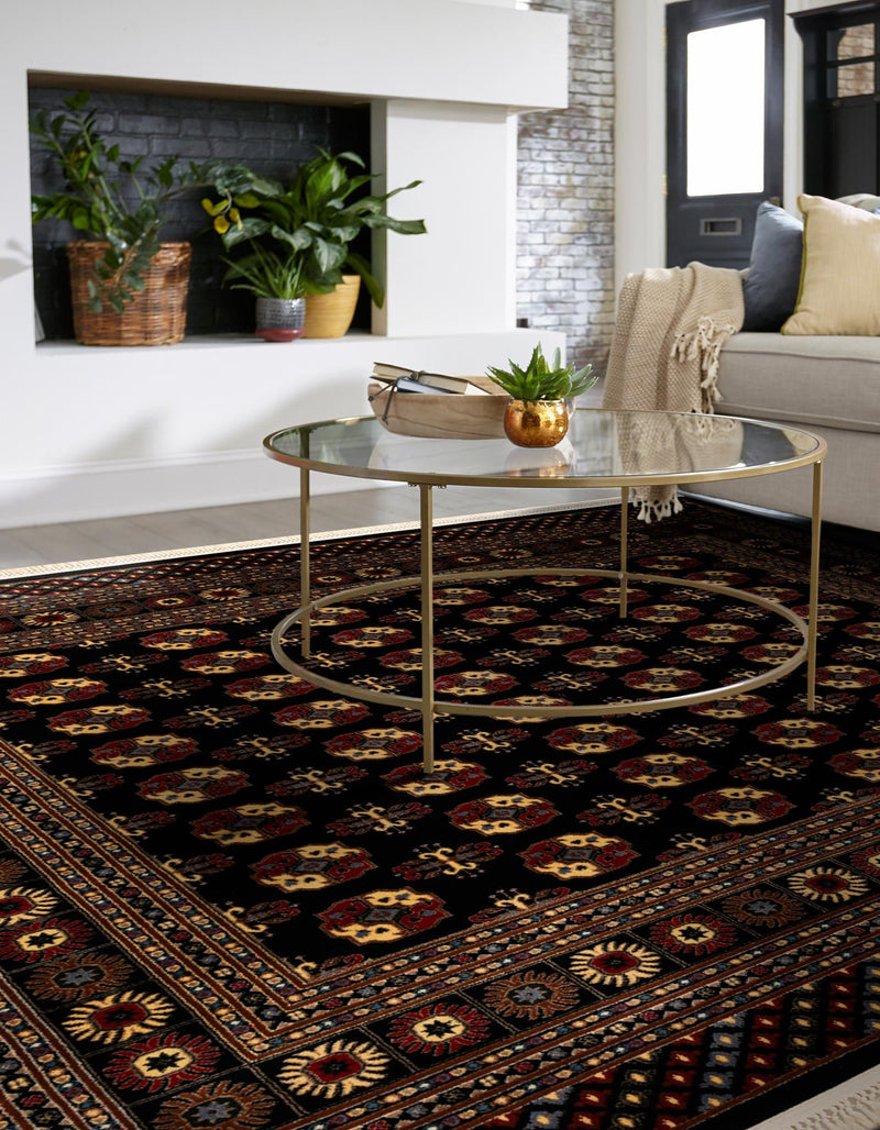 Samarkand Elegance Collection Area Rug - Margilan (Black) Square Black lifestyle 42