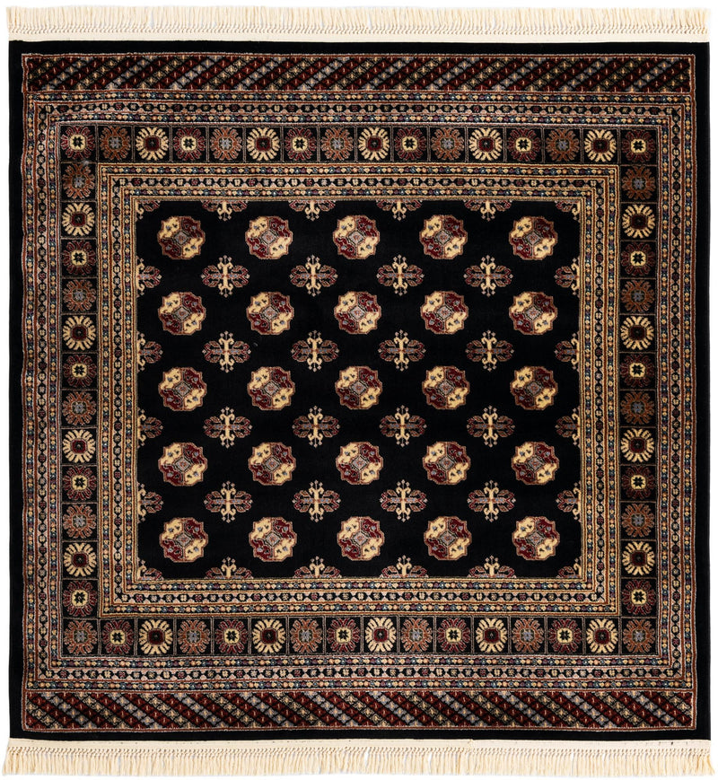 Samarkand Elegance Collection Area Rug - Margilan (Black) Square Black lifestyle 24