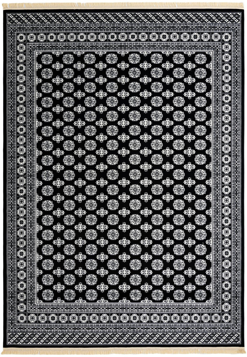 Samarkand Elegance Collection Area Rug - Margilan (Black and White) Rectangle Black and White lifestyle 2