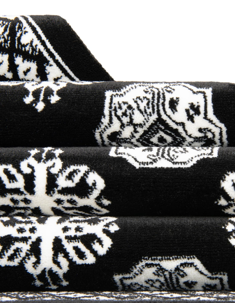 Samarkand Elegance Collection Area Rug - Margilan (Black and White) Round Black and White lifestyle 100